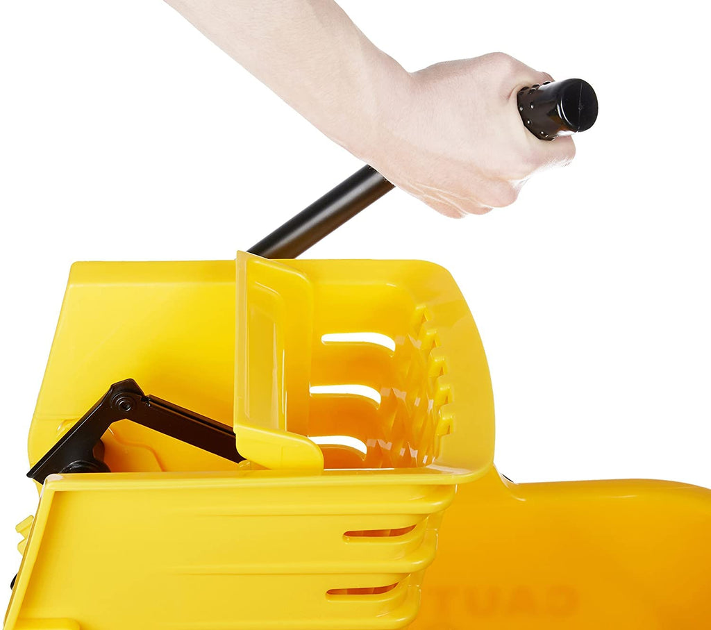 35-Quart Rectangular Mop Bucket on Wheels with Side Press Wringer O31130