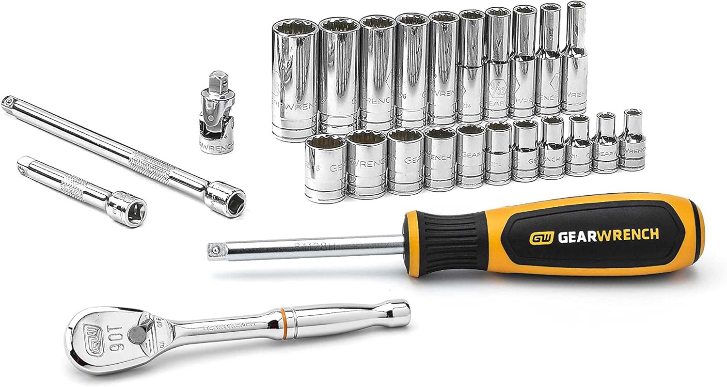 1/4" Drive Standard & Deep SAE/Metric Mechanics Tool Set 51 Pc. H9450
