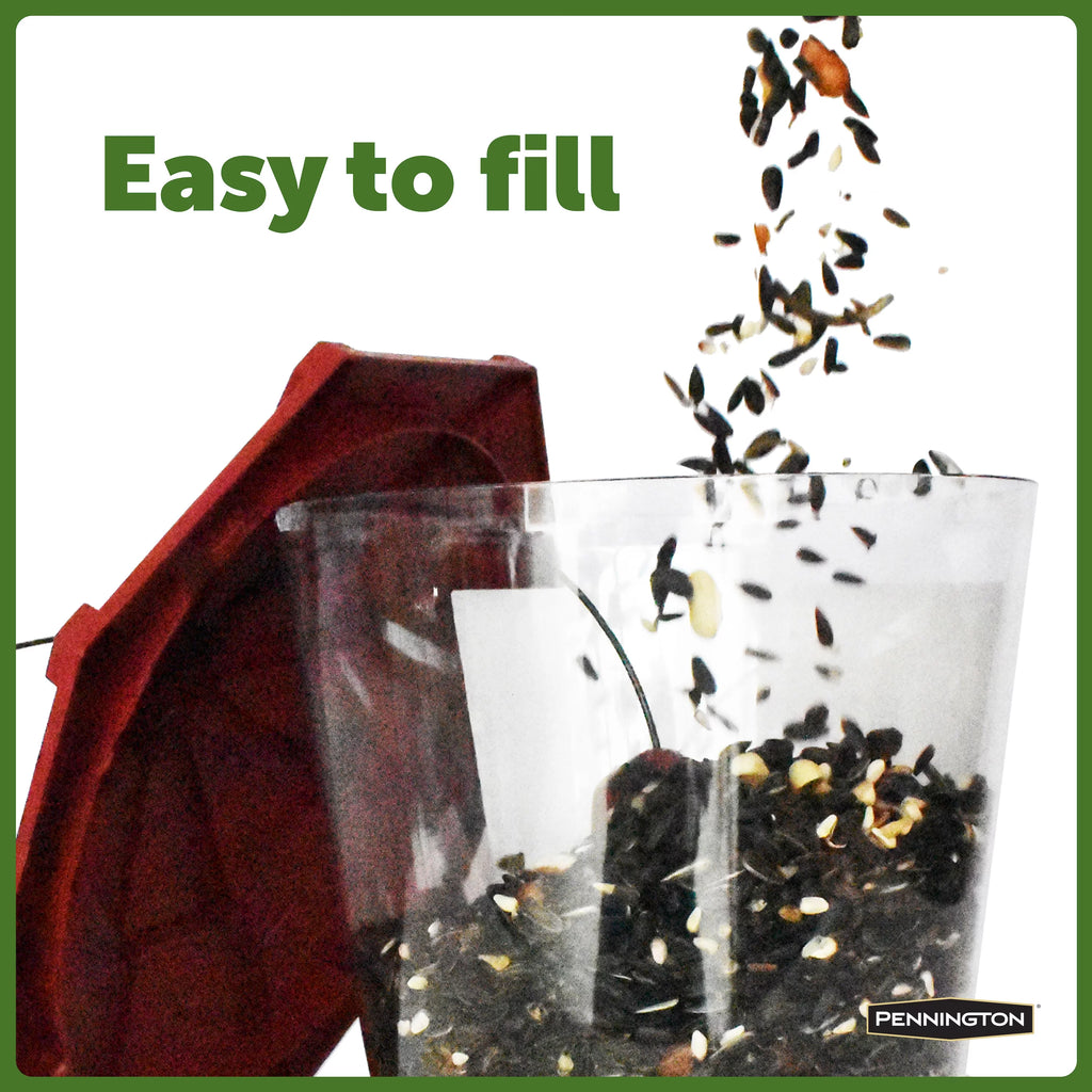 Red Recycled Plastic Wild Bird Hopper Feeder, 7 lb, 2 Pack W5740