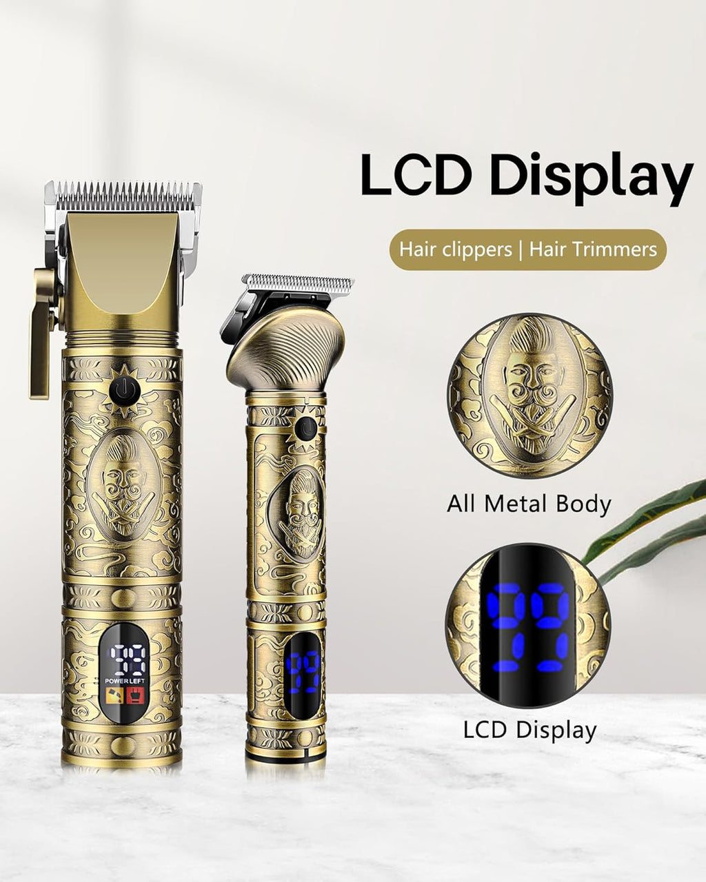 Professional Hair Clippers for Men - Cordless Trimmer Set with Beard and Nose Trimmer D6744