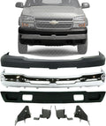 US AUTO PARTS PLUS Front Bumper Chrome Steel+Upper Cover+Lower Valance Textured+Bracket Set Left Right Side 2003-2006 Chevrolet Silverado 2500HD 3500 Direct Replacement GM1002416 GM1051109 GM1061101