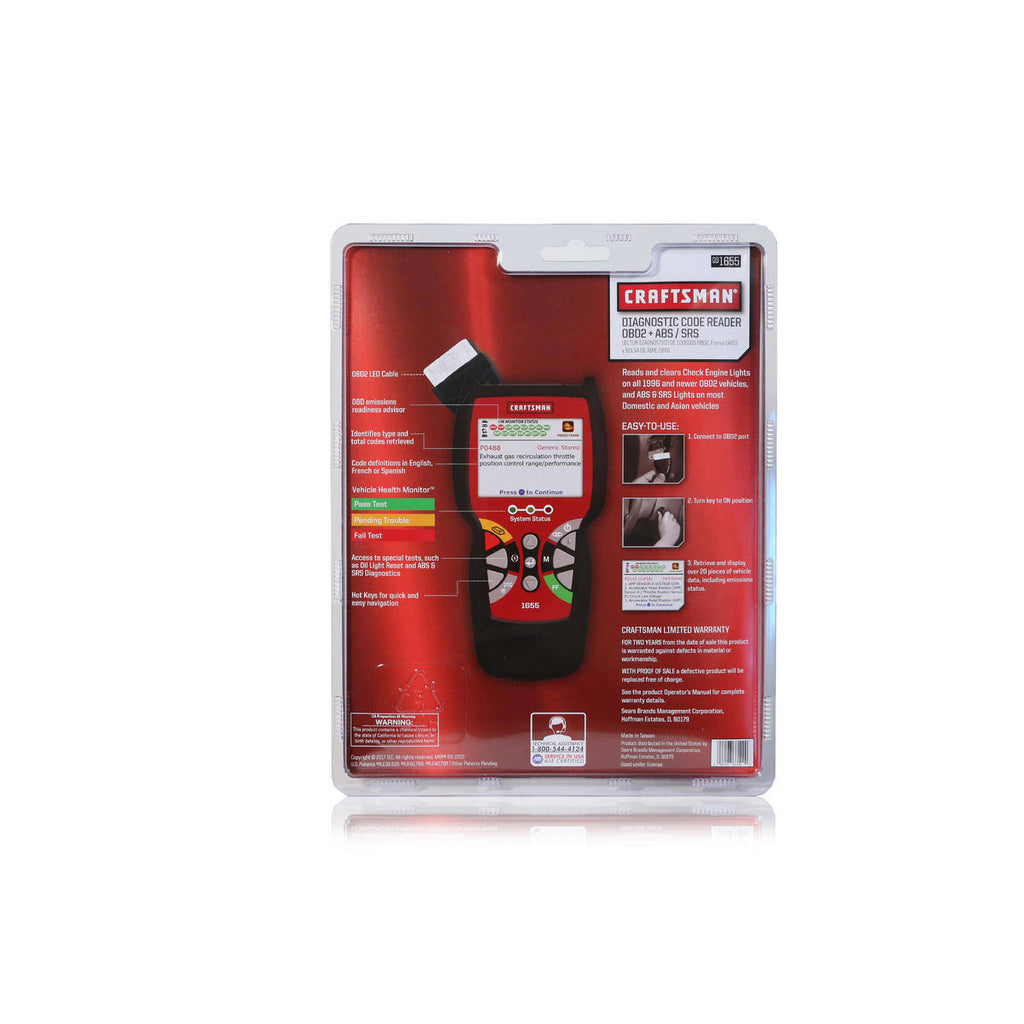 OBD2 Diagnostic Code Reader with ABS and SRS G998