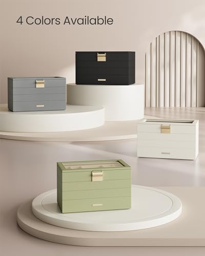 Stackable Jewelry Trays with Glass Lid and Removable Dividers X371024