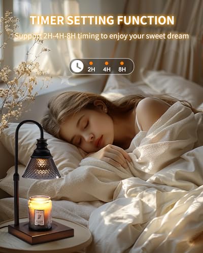 Candle Warmer Lamp with Timer and Dimmer, Height Adjustable, 3 Bulbs, Black F785934